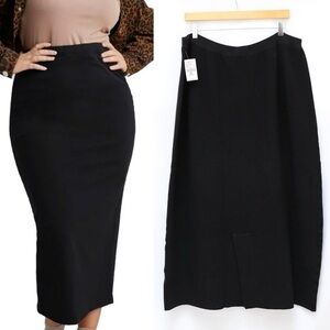 NWT Toni T column black midi skirt ribbed knit warm winter fall plus size 3X new